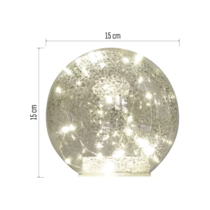 LED Ziemassvētku stikla bumba – zelta, 15 cm, 3x AA ar taimeri | Elektriķis