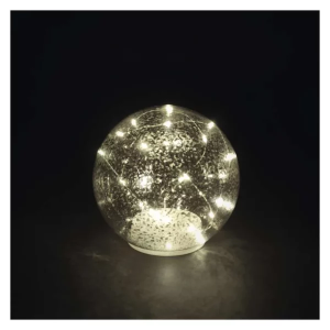 LED Ziemassvētku stikla bumba – zelta, 15 cm, 3x AA ar taimeri | Elektriķis