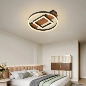LED griestu gaismeklis 46W melns/koksne IP20 430x400x80mm | Elektriķis