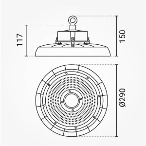 LED gaismeklis UFO, 150W, 4000K, IP65, 290x150 mm