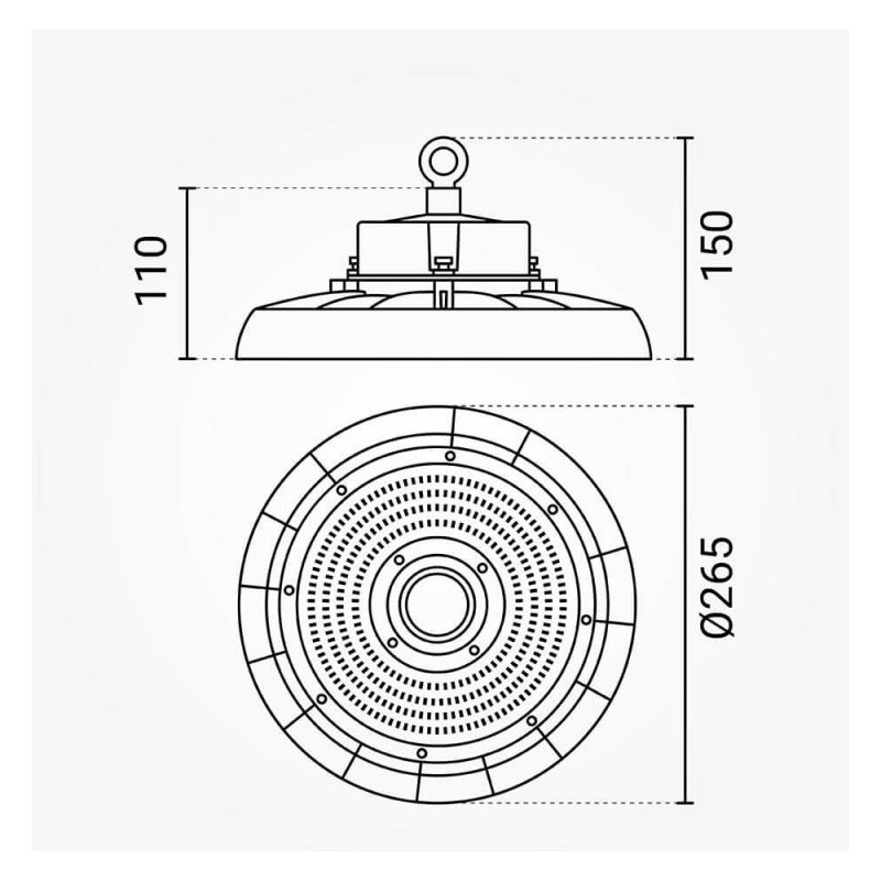 LED gaismeklis UFO 100W 150Lm/W IP65 265x147mm | Elektriķis