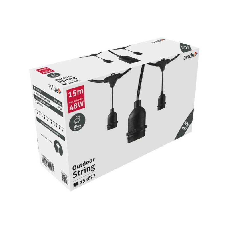 Virtene 15m E27, IP44, 30W savienojama AVIDE | Elektriķis