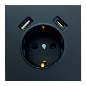 Rozete ar sazemējumu BORA + USB-A + USB-C 230V IP20 | Elektriķis