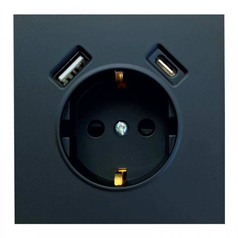 Socket with grounding BORA + USB-A + USB-C 230V IP20