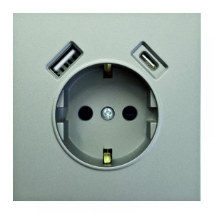 Rozete ar sazemējumu BORA + USB-A + USB-C, 230V | Elektriķis