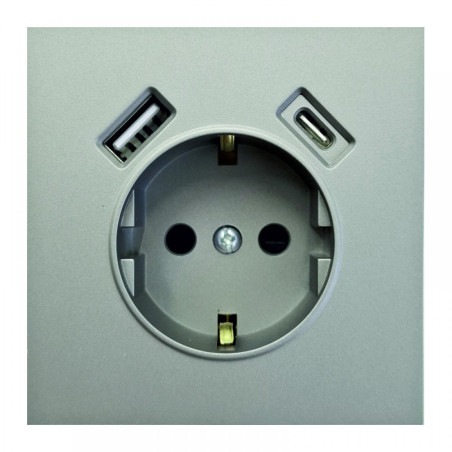 Socket with grounding BORA, USB-A and USB-C, 230V | Elektriķis