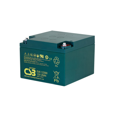 AGM akumulators CSB EVX 12260 12V 26Ah bezapkopes | Elektriķis