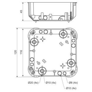 Montāžas kārba reģipsim 115x115x45 mm ar vāku | Elektriķis