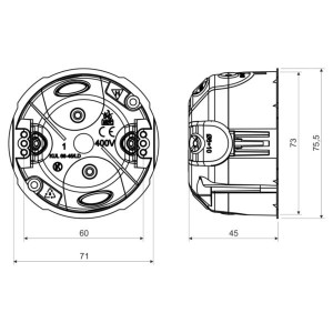 Montāžas kārba reģipsim 68/45 mm IP30 ar gumijas ievadi | Elektriķis