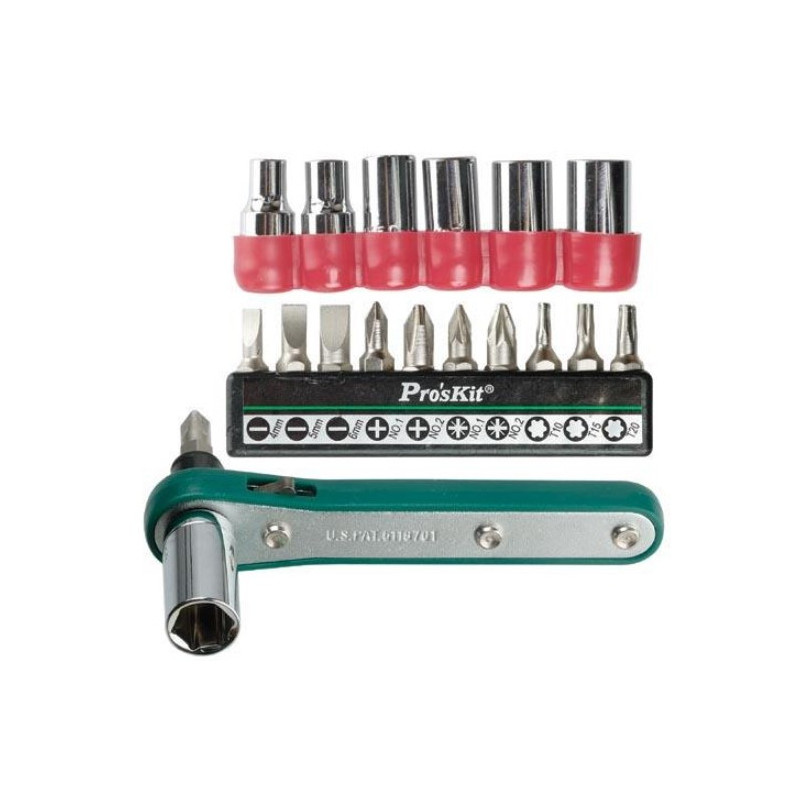 Izliekta sprūdatslēga komplekts 16 gab. 1PK-202A Pro'sKit | Elektriķis