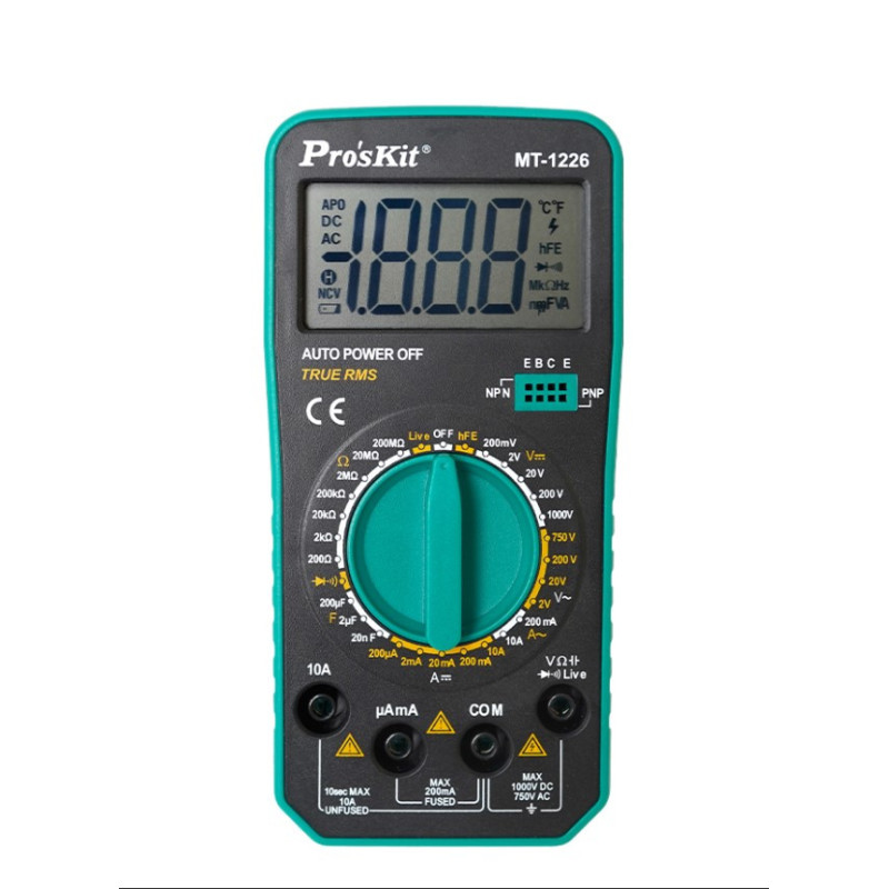Digitālais multimetrs Pro'sKit TRMS 1000V AC/DC 10A 200MΩ | Elektriķis
