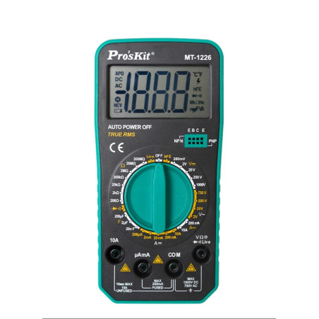 Digitālais multimetrs Pro'sKit TRMS 1000V AC/DC 10A 200MΩ | Elektriķis