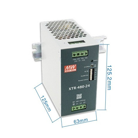 DIN sliedes barošanas avots MEAN WELL XTR-480 24V 20A | Elektriķis
