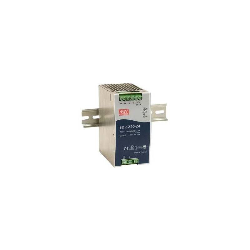 Impulsu barošanas bloks Mean Well 24V 10A DIN sliede | Elektriķis