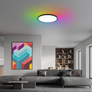 LED griestu gaismeklis 32W CCT RGB melns korpuss | Elektriķis