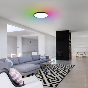 LED griestu gaismeklis 24W CCT RGB melns 420x26 mm | Elektriķis