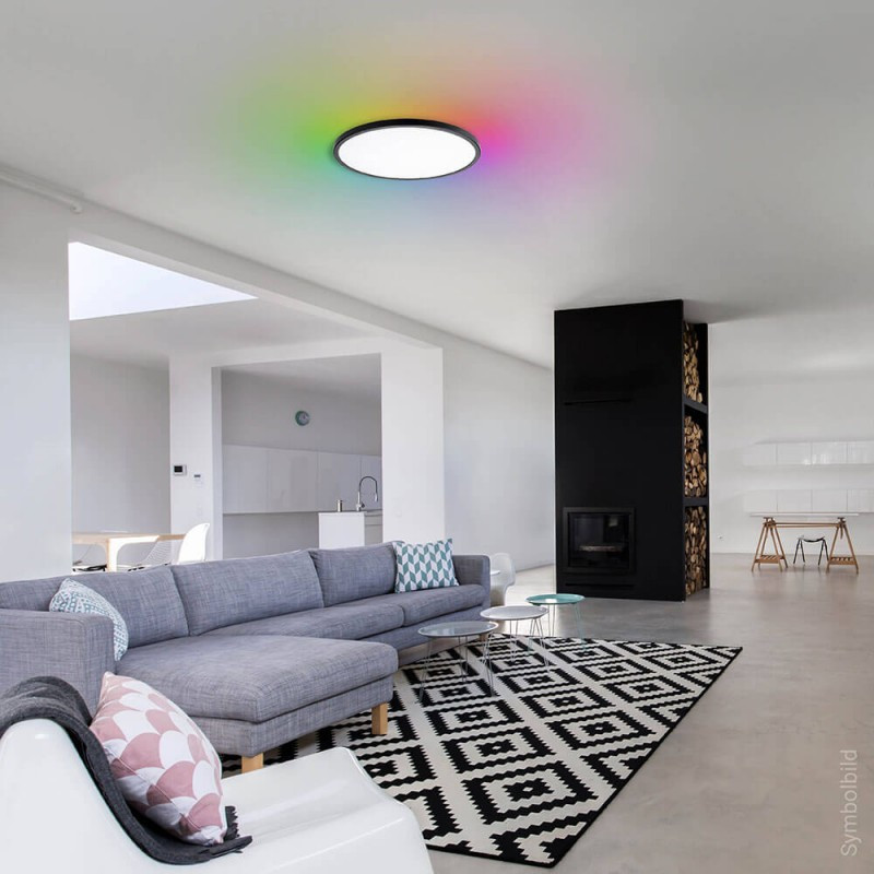 LED griestu gaismeklis 24W CCT RGB melns 420x26 mm | Elektriķis